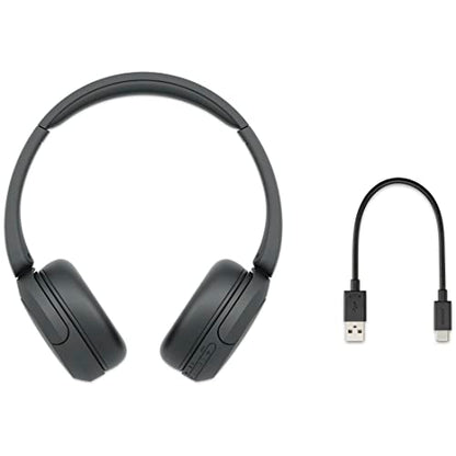 Sony WH-CH520 컴팩트 이지 휴대용 무선 온이어 헤드폰 (블랙) | 최대 50시간, 블루투스, 빠른 충전