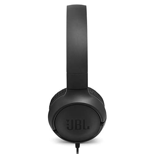 JBL Tune 500 - Wired On-Ear Headphones - Black | JBL Pure Bass Sound, 1-button remotemic, Lightweight and foldable design, Tangle-free flat cable, Ask Siri or Google Now