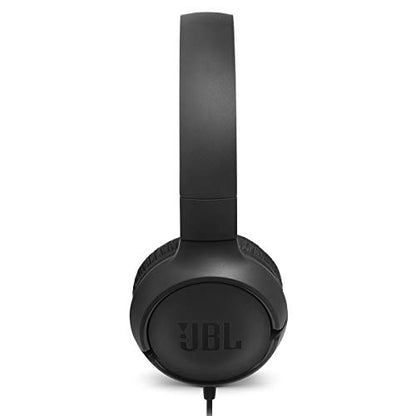JBL Tune 500 - Wired On-Ear Headphones - Black | JBL Pure Bass Sound, 1-button remotemic, Lightweight and foldable design, Tangle-free flat cable, Ask Siri or Google Now