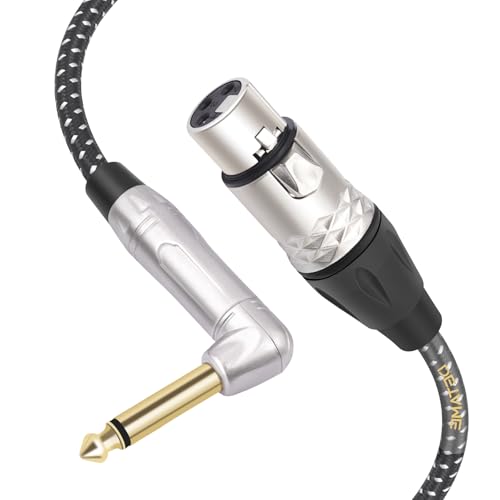 6Feet Right Angle 1/4 TS to XLR Female Micphone Cable,6.35mm Mnon to XLR Female Mixer, Active Speaker Signal Cable - size: 6Feet