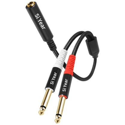 1/4" Stereo to Dual 1/4" Mono Splitter Cable, 6.35mm (Quarter inch Female TRS to 2 x 1/4 Inch Male Y Splitter Breakout Cable Patch Cord (1ft/30cm) - color: 6.35F-2X6.35-30cm