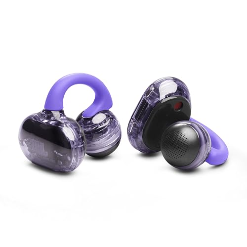 JBL Soundgear Clips Open Ear Headphones for Situational Awareness - Purple | Up to 32 Hours Total Playtime With Speed Charge, Sweat Resistant, Noise-Reducing Mics, App Control For Custom Audio - color: Purple