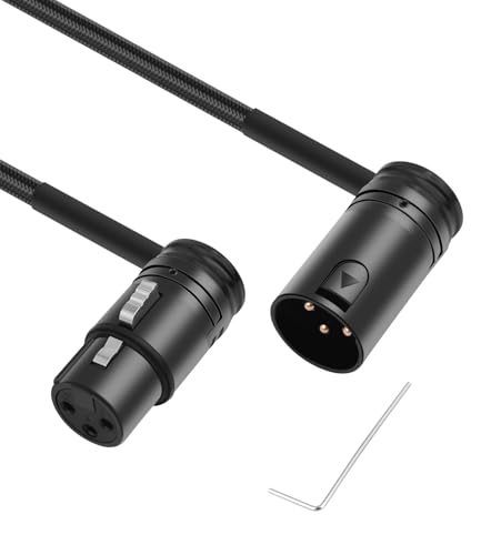 Right Angle XLR Adapter Cable,Adjustable 90 Degree XLR Male to 90 Degree XLR Female Microphone Cable,Rotatable Mic Cord for Mixer Microphone - style: 1PC 1FT