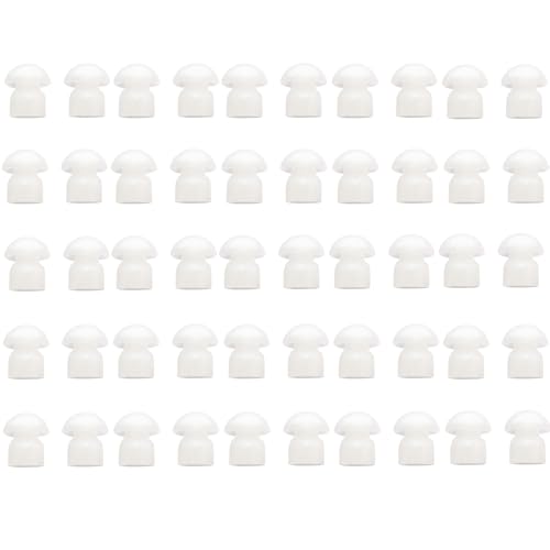 50Pcs Replacement Ear Tips Earbud Radio White Silicone Mushroom | Compatible with Motorola Baofeng Kenwood Midland Yaesu Cobra Icom HYT Acoustic Tube Earpiece 2 Way Raio - color: White