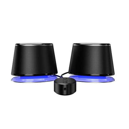 Amazon Basics Bluetooth Computer Speakers with USB 3.0, LED Blue Lighting, Volume Control, USB Powered, Set of 2