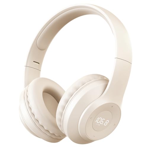X5 Rechargeable & Portable FM Radio Headphones (Beige) - color: Beige