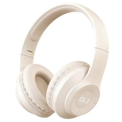 X5 Rechargeable & Portable FM Radio Headphones (Beige) - color: Beige