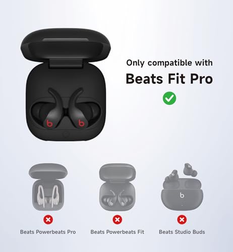 SURITCH Case Compatible with Beats Fit Pro Earbuds, Shock-Absorbing Protective TPU Shell for Beats Fit Pro Case 2021 Earbuds Secure Locking System with Anti-Lost Keychain, Black - color: Black1