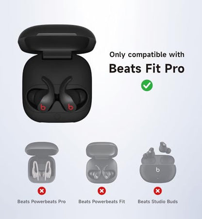 SURITCH Case Compatible with Beats Fit Pro Earbuds, Shock-Absorbing Protective TPU Shell for Beats Fit Pro Case 2021 Earbuds Secure Locking System with Anti-Lost Keychain, Black - color: Black1
