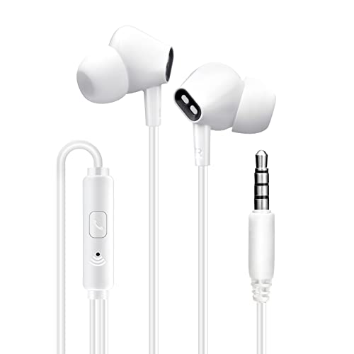 Wired Earbuds Headphones for School with Microphone Noise Isolating Stereo Bass in-Ear Earphones – for Smartphones, Tablets, Schools, Ipads, Multiuse - 3.5mm Plug in Audio Jack - White - color: White
