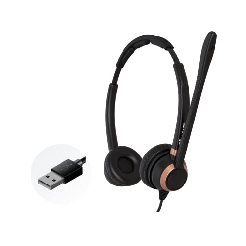 Discover D712U Corded USB Softphone Headset for Professionals- Compatible with Microsoft Teams, RingCentral, Webex, Jabber, Avaya, Zoom and More