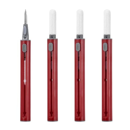4PCS Earphone Cleaner Kit - Ultra Portable Multi-Function Cleaner Kit Soft Brush for Bluetooth Earphones Case Cleaning Tools, Burgundy - color: Burgundy
