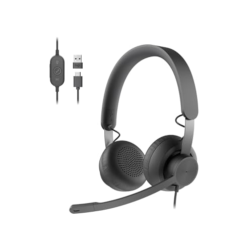 Logitech Zone 750 Wired On-Ear Headset Noise Canceling Microphone