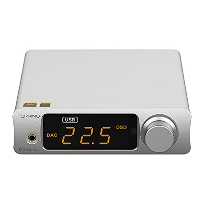 Topping DX3 Pro+ ES9038Q2M Bluetooth 5.0 LDAC Audio Decoder DSD512 DAC AMP NFCA Headphone Amplifier Pre Amplifier (Silver) - color: Silver