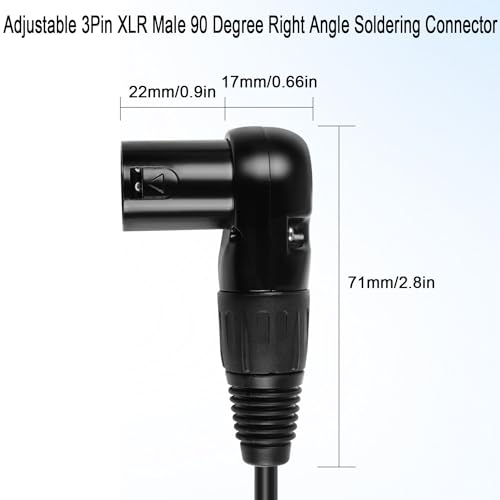 QIANRENON Adjustable 90 XLR Microphone Solder Adaptor - 3Pin XLR Male Right Angle Solder Connector Plug, Multi Angle Adjustable, for DIY/Repair/Narrow Space Wiring - style: Male