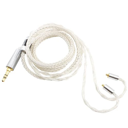 Youkamoo MMCX IEM Cable 3.5mm Silver Plated Copper Earphone Upgrade Cord Compatible with Shure SE215 SE425 UE900 Moondrop Aria Tin T2 T3 BGVP 1.2m 4ft - color: Silver