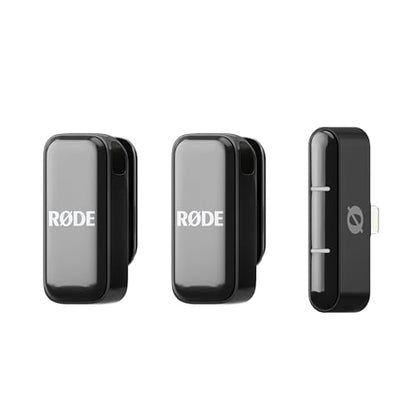 RØDE Wireless Micro — Compact Wireless Microphone for Lightning (X Through 14), Two Mics with Charging Case for Smartphone Content Creation, Black — NOT for iPhone 15+ | Compact Wireless Microphone for Lightning (X Through 14), Two Mics with Charging Case