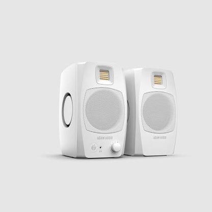ADAM Audio D3V Active Desktop Studio Monitor Speakers - White | USB-C, D-ART Tweeter, 3.5in Woofer, 240W, 45Hz-23kHz, 97dB SPL, Balanced TRS, Headphone Out - style: D3V White