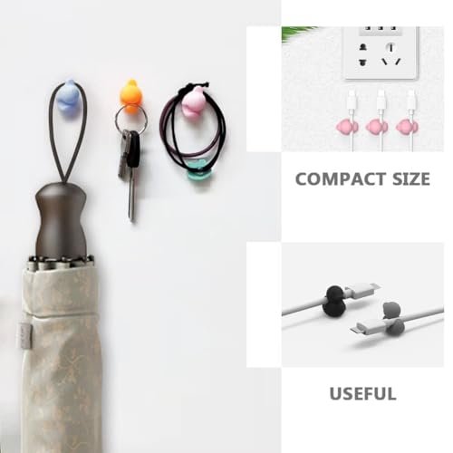 Homoyoyo Duck Self-Adhesive Cable Clips 8 Pcs Cartoon Cable Holders for Desk Wall and Car Cute Cord Management for Charger Cables and Wire Organization Compact Manager