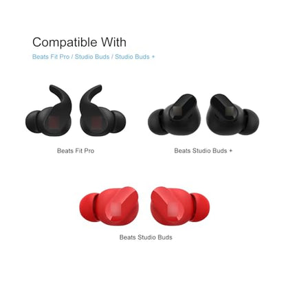 Klowcok Replacement Ear Tips for Beats Studio Buds/Fit Pro/Studio Buds+ | Memory Foam Earbuds Tips, Comfort Fit, 3 Pairs (S/M/L) Red