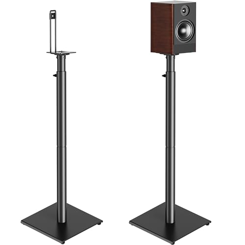 USX MOUNT Bookshelf Speaker Stands Pair, Height Adjustable Extends 32-42 inch for Rear Surround Sound Speakers, Floor Satellite Speaker Stands for Vizio Bose Sony JBL Klipsch Polk, Max Load 11 lbs - size: 32" to 42"