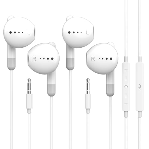 Fidioto 2Pack Wired Earbuds with Microphone, 4.0Ft Length Wired in-Ear Headphones, 3.5mm Jack Wired Earphones Compatible with Mobile Phones / MP3 / Computers/IPads/Tablets, etc - size: 2 PCS