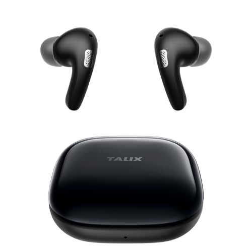 TALIX T30 Noise Cancelling Earbuds with Phone Stand, Punchy Bass, 4-Mic, True Wireless Bluetooth 6.0 in Ear Headphones, 28H Playtime, IPX4 (Black) - color: Black