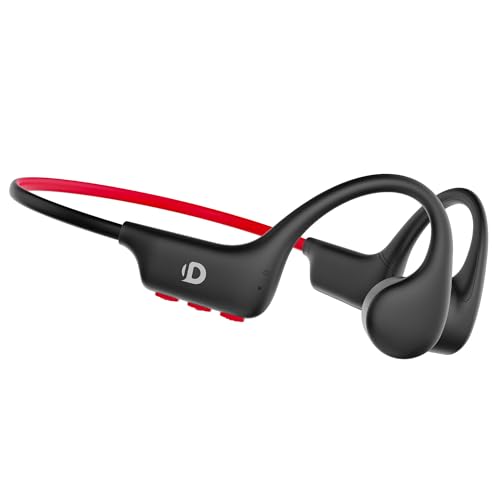 DEMICEA Open Ear Sport Headphones, Wireless Bone Conduction Earphones, Built-in 32GB MP3,with Mic, IP68, Sweat & Water Resistant, Up to 8 Hours Battery, Bluetooth 5.3,for Running,Swimming,Workouts - color: Black Red