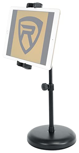 Rockville iStand 7 Adjustable Desktop Stand for iPad/iPhone/Tablet/Phone, 360 Swivel, Mic Clip Included, Perfect for Karaoke, Live Performances, and Presentations | Swappable Mount, Adjustable Height, Includes Mic Clip, 360 Degree Swivel, Desktop, Fits 4.