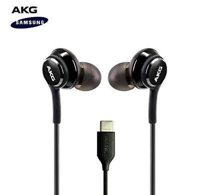 ElloGear Type C Headphone Earbuds for Samsung Galaxy A53, S21, S22, S22 Ultra, S20 FE - Designed by AKG - Braided Cable with Microphone and Volume Remote USB-C Connector - Black