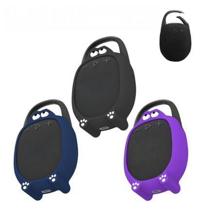 Cartoon Silicone Protective Case for Clip 5 Portable Bluetooth Speaker, Soft Shockproof Skin Cover Anti-Scratch Sleeve Accessory (Black) - color: Black