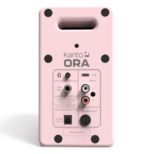 Kanto ORAMP 100W Powered Reference Desktop Computer Speakers with Bluetooth 5.0 and USB-C Input | Bi-Amplified | 100 Hz Automatic Crossover | Reference Quality Sound | Pair | Pink - color: Pink, size: 3" Woofer - 100 Watts