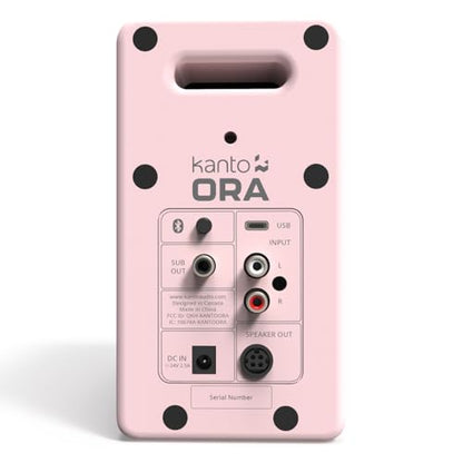 Kanto ORAMP 100W Powered Reference Desktop Computer Speakers with Bluetooth 5.0 and USB-C Input | Bi-Amplified | 100 Hz Automatic Crossover | Reference Quality Sound | Pair | Pink - color: Pink, size: 3" Woofer - 100 Watts