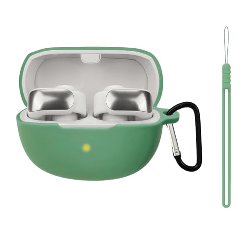 Silicone case for The New Bose Ultra Open Earbuds 2024, Shockproof case for Bose Ultra Open Earbuds 2024 with Carabiner and Wrist Strap. (Green) - color: Green