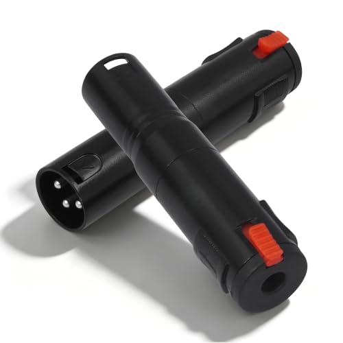 Balanced Lockable 1/4 to XLR Adapter Locking 6.35mm 1/4 Female to 3Pin XLR Male Audio Adapter for Mixing Console Microphone 2pcs