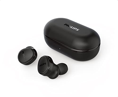 Philips T4556 True Wireless Headphones with Active Noise Canceling (ANC) and IPX4 Water Resistance, Black - color: Black