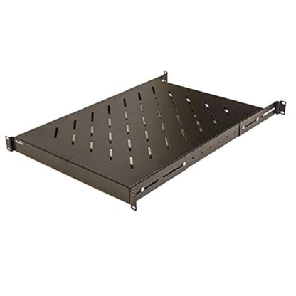 Navepoint 1U 19-Inch Fixed 4-Post Rack Mount Server Shelf with Adjustable Depth from 18-34 Inch Black - size: 24" Deep