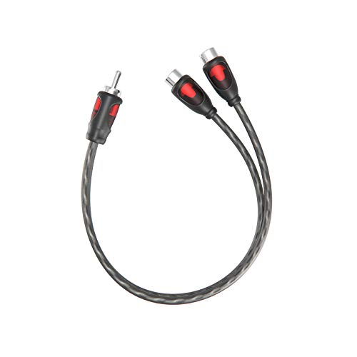 1ft RCA 1 Male to 2 Female Audio Speaker Y Adapter Splitter Cable | 2 Pack - color: 2F1M