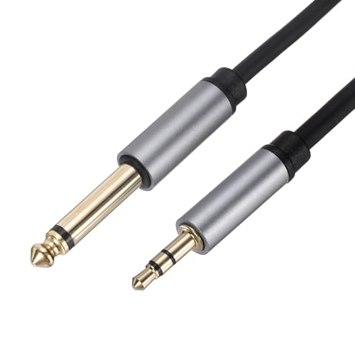 MECCANIXITY 1/4" TS to 1/8" TRS Audio Cable, 3FT 6.35mm Mono to 3.5mm Stereo Patch Cord 4.5mm Dia Interconnect Adapter Cable for Laptop, Home Theater Devices, Black - color: Black, size: 3FT, 4.5mm Dia