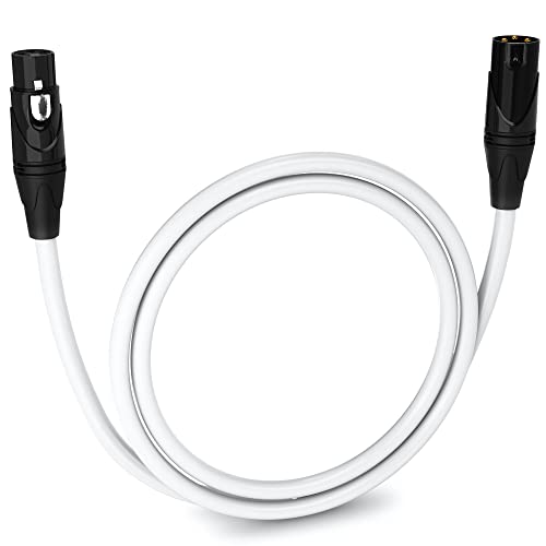 LyxPro 3 ft Balanced XLR Mic Cable, Male to Female, White - color: White, size: 3 Feet Straight