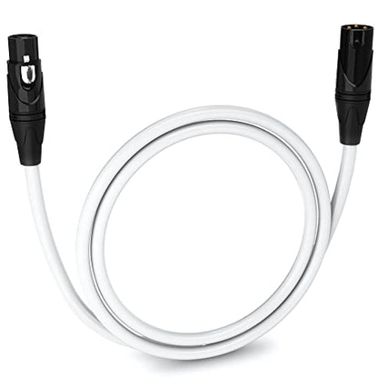 LyxPro 3 ft Balanced XLR Mic Cable, Male to Female, White - color: White, size: 3 Feet Straight