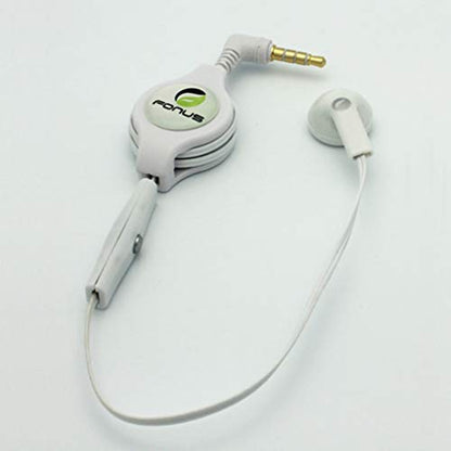 Retractable Mono Earphone Compatible with Samsung Galaxy A25 5G/A15 5G Phones - Headphone 3.5mm w Mic Headset Handsfree Earbud Earpiece