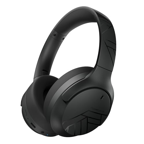 PowerLocus Bluetooth Headphones Over Ear, 60H Playtime, 4 EQ Modes Wireless Headphones with Microphone, Hi-Fi Stereo Deep Bass Foldable Headphone, Soft Foam Ear Cups,Fast Charging for Travel/PC/Phones - color: Black