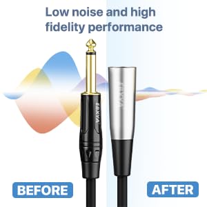 EBXYA 1/4'' TS Mono Guitar to XLR Male Unbalanced Cable 3 Ft, 6.35 Jack to XLR Cable, 2 Packs | 6.35 Jack to XLR Cable, 2 Packs - color: 2 Packs of TS to XLR Male 3 FT