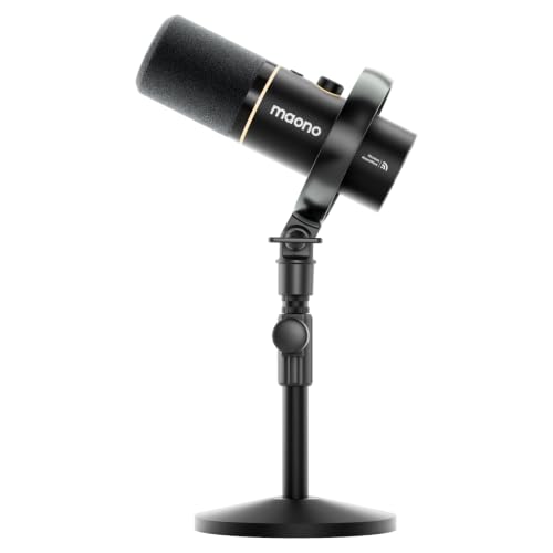 MAONO PD200W Hybrid Wireless Podcast Microphone for PC, Dynamic XLR USB Mic - color: Black