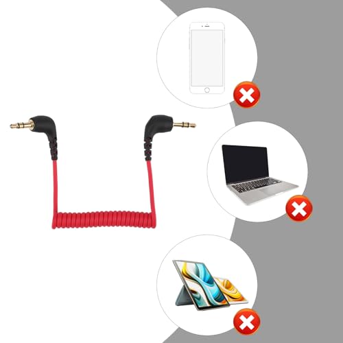 2pcs 3.5mm Microphone Cable for DJI Mic 2 & Rode Microphone Wireless Pro | Camera Audio Cable, TRS Coiled Dual Patch Cable Audio Mic Cord Compatible with DJI Mic 2 & Rode Microphone Wireless Pro (Red)