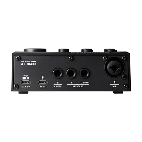 Audio-Technica AT-UMX3 USB Desktop Audio Mixer | USB audio mixer with loopback and phantom power for streaming, podcasting and gaming - color: Black