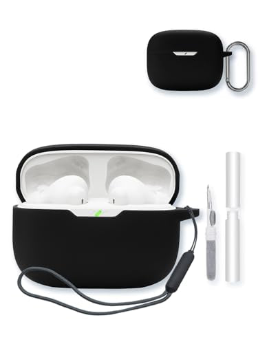 Case for JBL Vibe Beam 2 True Wireless Noise Cancelling Earbuds,Soft Protective,BOVUGAC Silicone Case Cover with Keychain & Cleaning Kit & Lanyard for JBL Vibe Beam 2-Black - color: Black