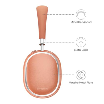 Srhythm NiceComfort 95 Adaptive Noise Cancelling Headphones Wireless | Bluetooth with Spatial Audio,Transparency,ENC,HD Sound,Low Latency for Gaming,Slim Headphones Lightweight - color: Rose Orange