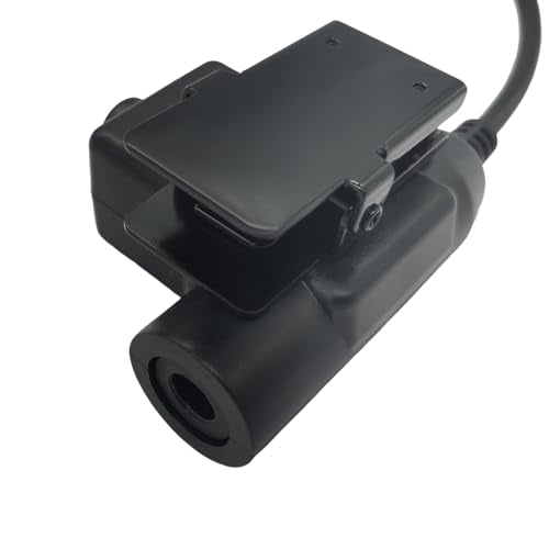 2 Pin U94 PTT Tactical Push to Talk Button Radio 7mm Adapter System for Baofeng Kenwood (Black, Military Wiring)